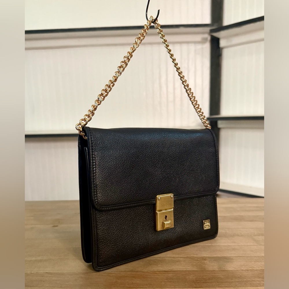 Givenchy Vintage Black Leather Wristlet Clutch Converted Hand & Crossbody Bag - Picture 5 of 14